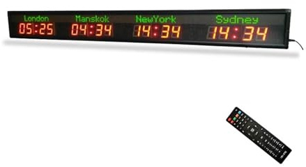 Horloge mondiale LED avec minuterie, horloges murales multi-zones for hôtels, entreprises multinationales et aéroports internationaux Modes multiples(HIT4-2.3R)