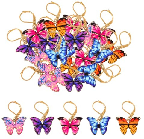 loghohu 20Pcs Cute Butterfly Metal Stitch Markers for Crocheting Knitting | Crochet Stitch Markers with Lobster Clasps Removable Crochet Markers for Weaving Sewing Handmade Jewelry