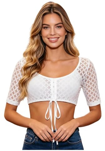 Dirndl Damblus, dirndlblus, vit traditionell blus, vingärmar, dirndlblusar, traditionella dirndlblusar, Oktoberfest kostym, elegant spetsblus, spets, dirndlblus, traditionell blus
