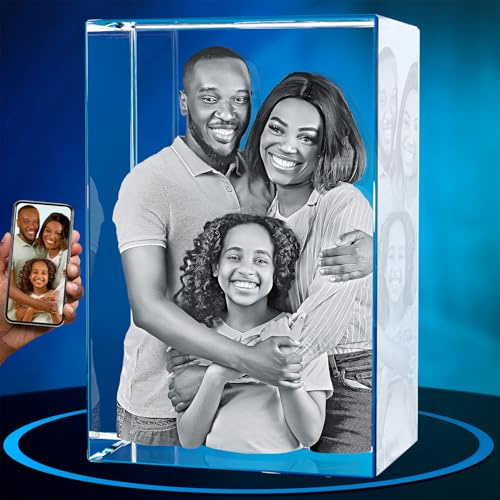 ArtPix 3D Crystal Photo, Personalized Gifts for Women, Wife, Mom, Her, Him, Men, Great Customized Gift With Your Own Photo - Anniversary, Wedding, Birthday - Custom Glass 3D Laser Etched Picture Frame