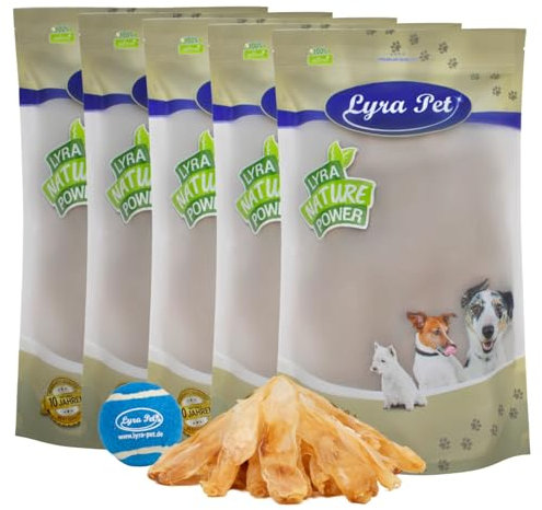 Lyra Pet® 5 kg Kaninchenohren Hasenohren luftgetrocknet Hundefutter + Tennis Ball