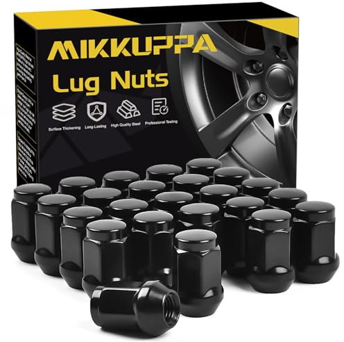 MIKKUPPA 24PCS M14x1.5 Lug Nuts - Black 1.4 35mm Length, 0.87 (22mm) Wide Short Style Tire Nuts, Replacement for 1995-1999 Chevy Silverado 1500 Aftermarket Wheel