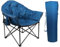 LET'S CAMP Heavy-Duty Oversized Camping Chair Round Moon Saucer Padded Folding Chair with Cup Holder and Carry Bag, Navy