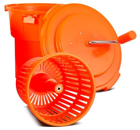 TK 5 Gallon/20 Qt Large Salad Spinner - 2024 Upgrade - 7 Heads of Lettuce - Commercial Manual Lettuce Spinner - 10 Second Dry Time, Heavy Duty Durable Salad Washer with Extended Draining Tube