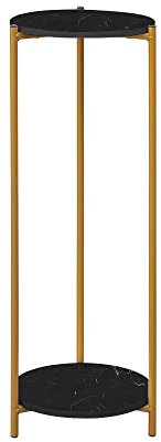 nozama Tall Side Table,Small Coffee Table,Small Side Table,Metal Plant Stand Indoor,2 Tier Round Flower Stand (Black 29.5cmx29.5cmx90cm, Pack 1)