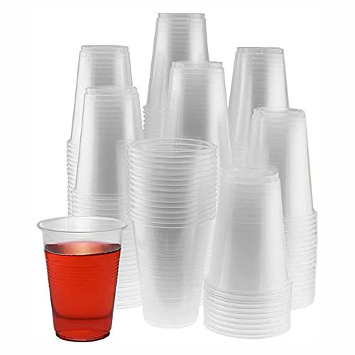 Fivtix Pack of 100 Lightweight Reusable Plastic Cups (7oz) - Durable and Clear Disposable Glasses for Picnic Parties Travel BBQ and Occasions