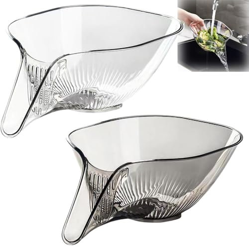 Koomuao 2Pcs Passoire Panier D'égouttage avec Entonnoir, Drain Basket, Grande égouttoir de Cuisine Panier de Vidange sur l'évier pour Laver Les légumes et Les Fruits égoutter Les pâtes Cuites