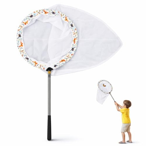 Retino per Farfalle Telescopico Professionale, Retino a Montaggio Rapido in Poliestere con Asta Allungabile 150 cm, per Catturare Insetti, Api, Libellule, Ideale per Adulti e Bambini