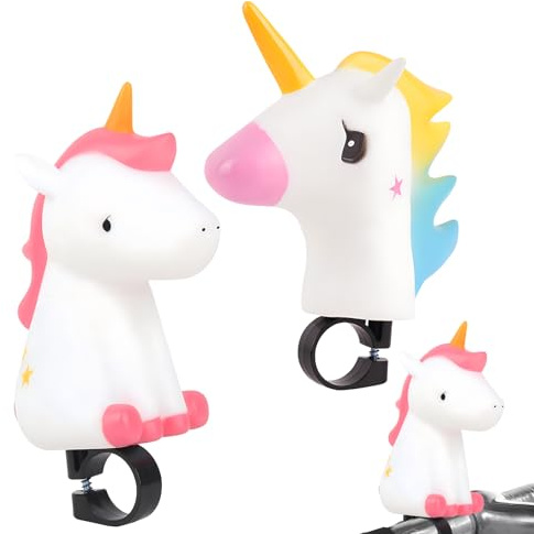 Yeemeen 2pcs Sonnette Velo Enfant, Licorne Cloche de Vélo,Cloche De Vélo De Presser La Corne klaxon Velo pour Enfant,Sonnette de Guidon de Vélo Accessoires de Vélo
