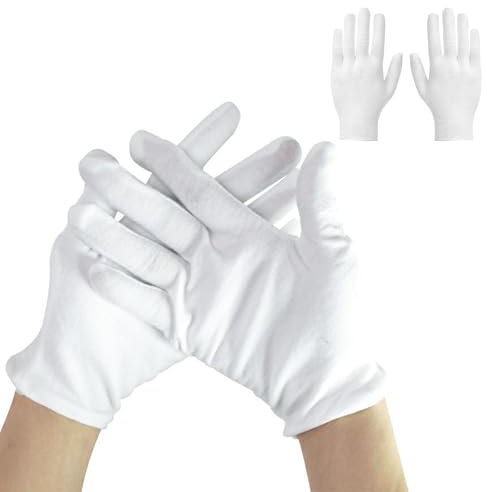 6 paia di guanti di cotone bianchi morbidi guanti protettivi per mani asciutte idratanti SPA per la cura delle mani in cotone (bianco)
