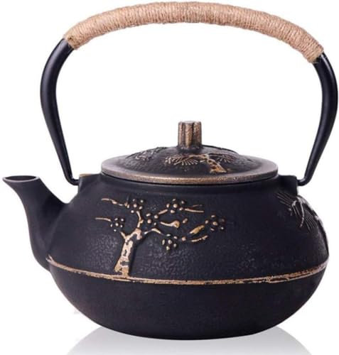 Vattenkokare, tekanna, gjutjärnstekanna med infusionsanordning, gjutjärnstekanna belagd, 0,9 liter/900 ml snabbkokande vattenkokare/940