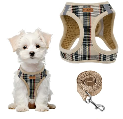 PawSailor Extra Small Dog Harness Step-in No Pull Mesh Puppy Harness Beige