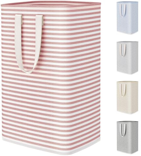 Lifewit Cesto Portabiancheria, Cesta Portabiancheria Pieghevole, Portabiancheria Sporca con Manici Allungati, Laundry Basket per Camera da Letto, Bagno e Lavanderia75L, Rosa