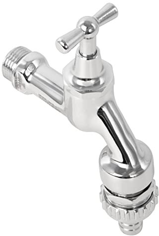 Sanitop-Wingenroth Seppelfricke Geräte-Auslaufventil | Typ 1/2 ' | Kaltwasserhahn mit Rohrbelüfter und Rückflussverhinderer | Außenwasserhahn mit Schlauchverschraubung | Messing in chrom | 17016 1