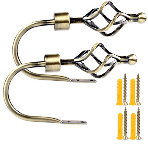 EGOERA Curtain Holdbacks, Crown Design Curtain Drapery Holdbacks Tieback, Curtain U Metal Hooks Holder, Bronze