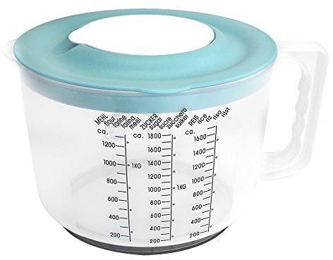 com-four® Tasse à mesurer avec couvercle anti-éclaboussures - bol mélangeur avec base de bouchon - bol de cuisson avec bec verseur [la sélection de couleurs varie] (001 pièce - gobelet doseur 2L)
