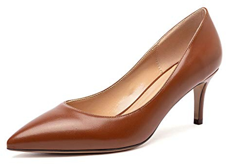 Castamere Femme Bout Pointu Aiguille Talon Moyenne Talon Escarpins 6.5CM Marron PU Chaussures EU 40