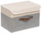 OUTBROS Large Wardrobe Storage Bins, Collapsible Clothes Box with Lid, Linen Fabric Organiser For Towels, Clothes, 15 x 9.8 x 9.8 inch (Beige/Grey, 1-Pack)