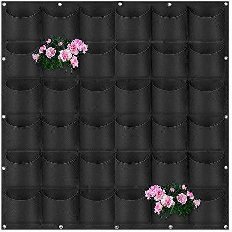 Hillylolly Bolsas de Plantación, Bolsillos Bolsas para Plantas de Pared, Bolsas para Plantas Colgante, Fieltro Bolsillos Plantas, Plant Grow Bag, Flores Verticales (Negro)