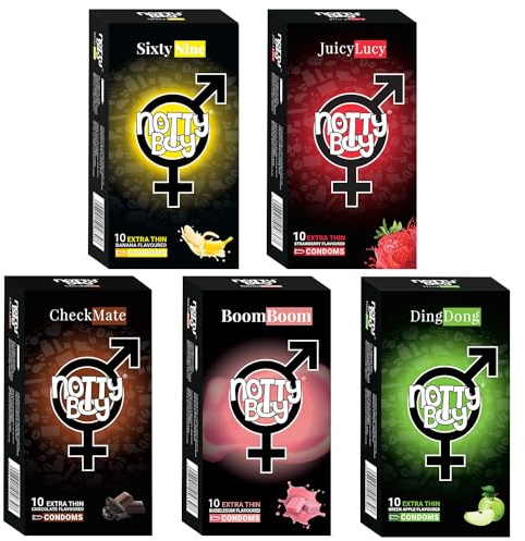 NottyBoy Flavoured Condoms Pack Oral with 5 Varieties - 50 Condoms​