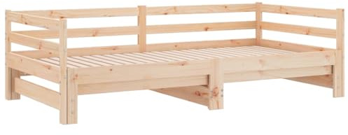 vidaXL Lit Coulissant Lit de Jour Lit d'Invité Adulte Sommier à Lattes Meuble de Chambre à Coucher Intérieur 90x190 cm Bois de Pin Massif