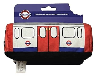 London Underground Officially Licensed Tube Train Dog Toy - Cute Plush Pet Chew Toy with Crinkles and Squeaker