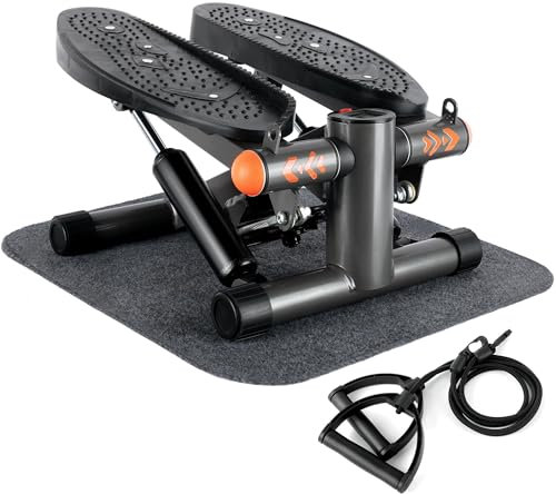 ONETWOFIT Mini-Stepper mit Widerstandsbändern, Stepper für Training zu Hause, Stepper für Übung 150kg Gewichtskapazität, hydraulischer Fitness-Stepper für Zuhause