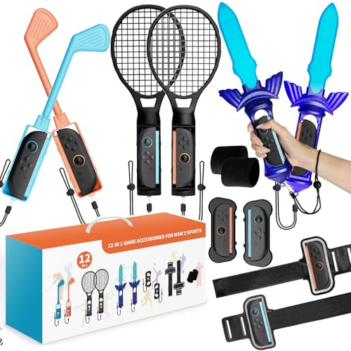 2025 Nintendo Switch 2 Sports Zubehör 12-in-1 Set – Das ultimative Set für Familien-Party-Spiele und perfekte Geschenkidee für Kinder! Speziell entwickelt für beliebte Spiele wie Switch Sports, Mario