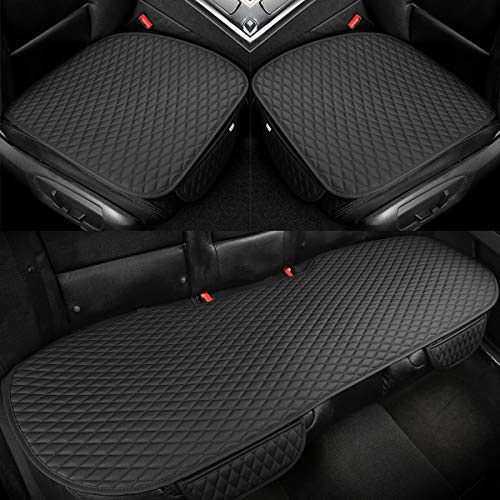 GIANT PANDA Fundas para asientos de coche en piel PU, con 1 par de alfombrillas delanteras para el conductor y 1 funda para el asiento trasero, universales, adecuadas para el 90% de los vehículos