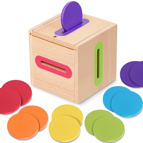 Joozmui Wooden Montessori Toys for 1 2 3 Years Boys Girls, Montessori Early Development & Activity Toys Educational Toys for 1-3 Year Olds Travel Toys for Toddlers Color Sorting Sensory Toy