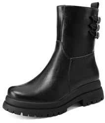 QUEEN HELENA Stivaletti con Fibbie Stivali Bassi Donna X33-98 (Nero Pu, Taglia unica, Sistema Taglie Calzature EU, Adulto, Donna, Numero, Media, 35)