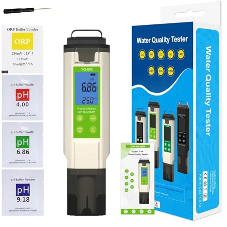 Vattentestare, 7-i-1 digital pH- och salthaltstester med ORP- och TDS-EC-vattenkvalitetstester med 0,01 upplösning for akvarium, saltvattenpool, hydroponik