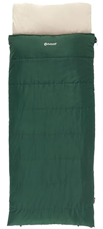 Outwell Contour Sleeping Bag – 3 Season Warm Reversible Comfortable Camping Sleeping Bag with Built-In Pillow, Zip-Off Hood & Duvet Mode - For Indoor & Outdoor Use (Contour Prime (Green))