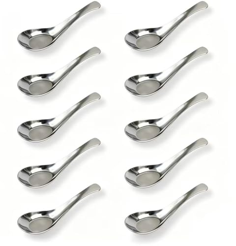 Neikafan Set med 10 asiatiska soppskedar i 304 rostfritt stål – bordsskedar för Ramen, Pho, Wonton, Dim Sum, Dessert, Miso, gröt, flingor, ris, Tacos och Sush
