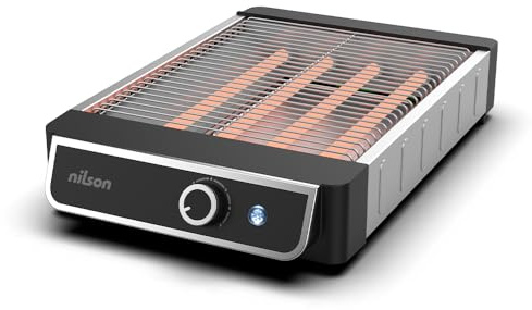 Nilson Life Tostador Plano de Pan, Horizontal, 1000 W, 6 Niveles de Tostado, Control Manual, Temporizador Digital, Tuesta y Cancela, Bandeja Recogemigas, Fácil Limpieza, NTS1000FL4, Cable 75 cm, Inox