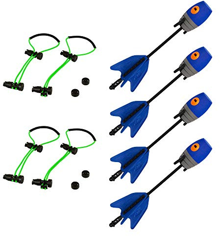 Zing Hyperstrike Bungee & Arrow - Set di 2 elastici HyperStrike verdi e 4 frecce fischietto blu zonico, solo per archi HYPERSTRIKE