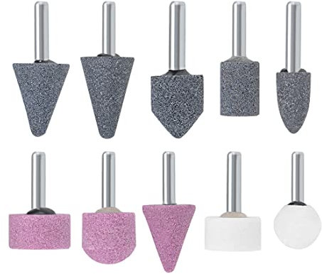 PATIKIL 6mm Gambo Abrasivo Pietra Punti, 1 Set (10pz) Rettifica Ruota Lucidatura Testa Montato Punta