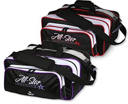 EMAX | Bowlingball-Tasche 2 Bälle | Roto Grip - All Star Double Tote | Bowlingbag für 2 Bowlingbälle und Bowlingschuhe | Bowlingtasche | Schwarz Lila