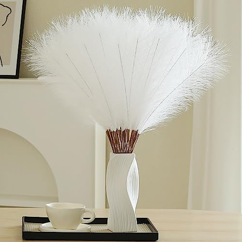 Wertuirk 30pcs White Pampas Grass - 24 Inch Faux Pampas Grass Decor, Artificial Tall Pampas Grass for Wedding Flower Arrangement, Party Decorations, Christmas and Home Decor (White)