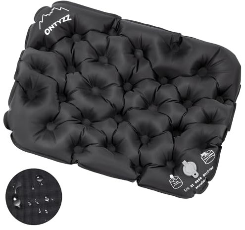 ONTYZZ Aufblasbares Sitzkissen Flugzeug Sitzkissen Leichtes Reisekissen für Klettern Wandern Büro Flugzeug Stadion Schwarz
