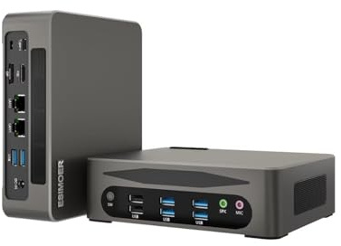 ESIMOER Mini PC Win 11 Pro, Mini Stationär Dator, Core i7-1255U, 8GB DDR5 256GB SSD, HD DP Type-C 8K Triple Display, 2 x USB 2.0, 6 x USB 3.2, Dual 2.5G RJ45 LAN, WIFI 6, BT 5.2