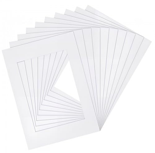 Granvoo 10pcs Passe Partout pour Photo, A4 Passepartout Blanc Carton pour Photo,Dimensions Extérieures: 30 x 21 cm/Dimensions Intérieures: 14 x 19cm