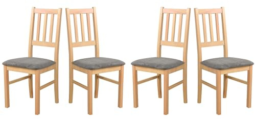 LeafDesign Lot de 4 chaises de cuisine - Chaise en hêtre massif - Chaise de salle à manger 120 kg - Lot de 4 chaises de salle à manger - Chaise en bois - Chaises pour table à manger - Chaises de salle