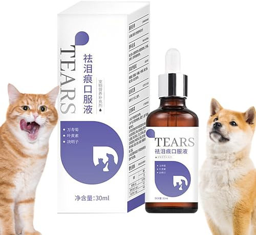 Tränenfleckenentferner für Hunde, Tränenfleckenentferner für Welpen - 30 ml Augentropfen für Hunde, Tränenfleckenentferner für Haustiere - Milde Lösung zum Entfernen von Tränenflecken, Katzenaugentrop