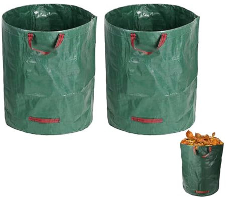 WAWJ® Sac Jardin Dechets Verts Resistant, Organisateur de désordre de déchets, 2 x 272L Sac Vegetaux Jardin avec Poignées, Pliables et Réutilisables, en Polypropylène Extrêmement Robuste