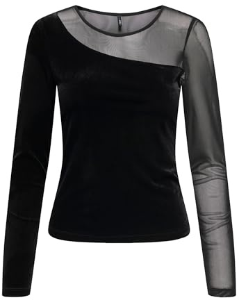 ONLY Onlsmooth L/S Mesh Mix Top Box Jrs, Negro, M Mujeres