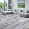 AiAngu Abstrakte Teppich Wohnzimmer 200x230cm, Ultraweicher Waschbarer Kurzfloriger, Großer FlächenMit Rutschfester Unterseite, Großer Teppich für Schlafzimmer und Esszimmer(Grau/Blau)