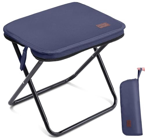 MOONCY Camping Stool, 33×26.5×32cm Folding Stools for Adults, Lightweight Mini Collapsible Stool for Hiking, Fishing and Picnic, Hold Up to 120kg, Blue