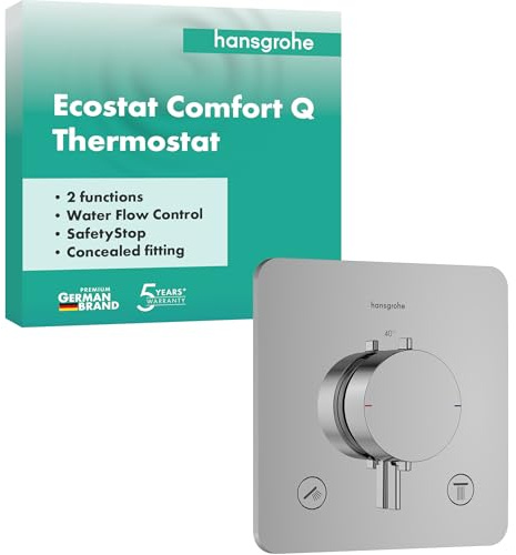 hansgrohe Ecostat Comfort Q 33713000 Thermostat de douche encastré avec verrouillage de sécurité (SafetyStop) à 40 °C, thermostat pour douche, mitigeur pour 2 consommateurs, chromé