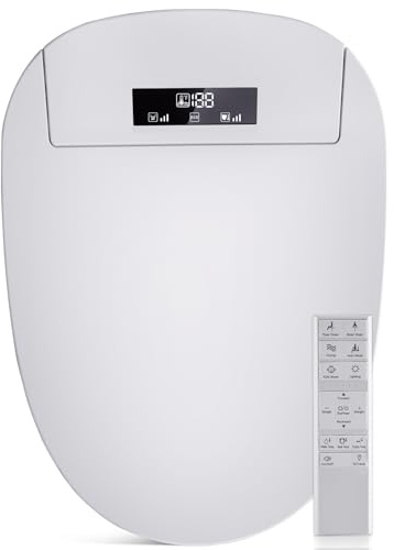 Aquonderful Bidet Toilet Seat with Adjustable Heated Seat & Water, Air Dryer, Quiet Close Lid, Wireless Remote - Electric Bidet Seat 201SP (Elongated)